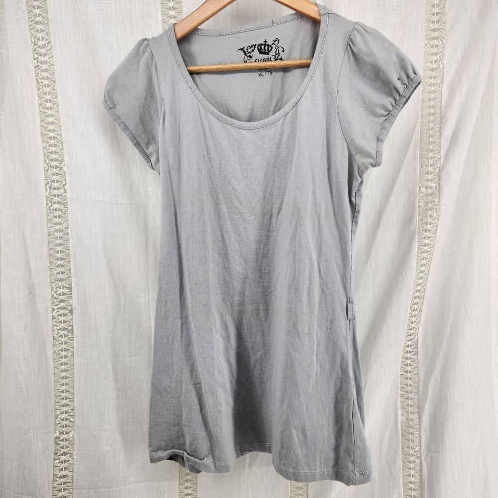 Street Legal Gray Tunic Tee Capped Sleeves Women's XL